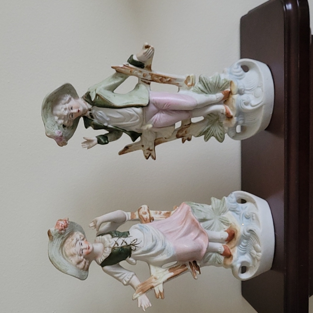 Vintage porcelain biscuit statues